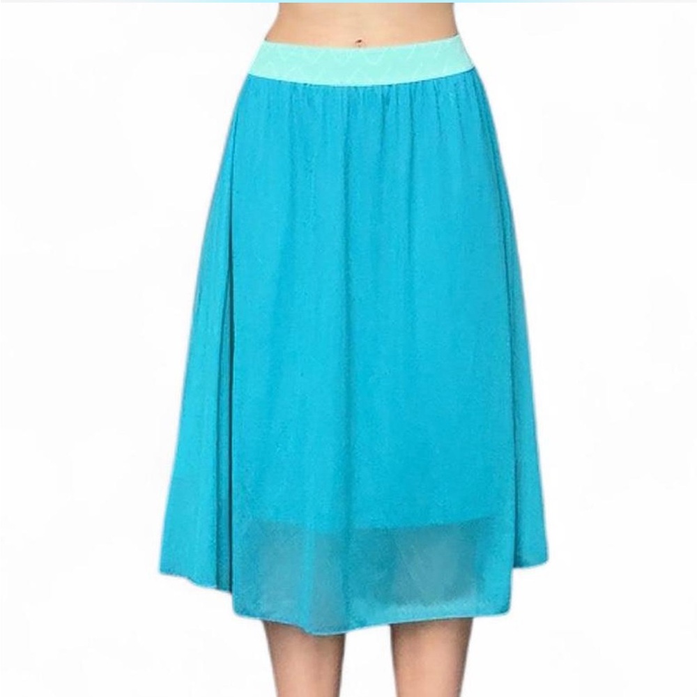 LuLaRoe Aqua Blue Midi Skirt